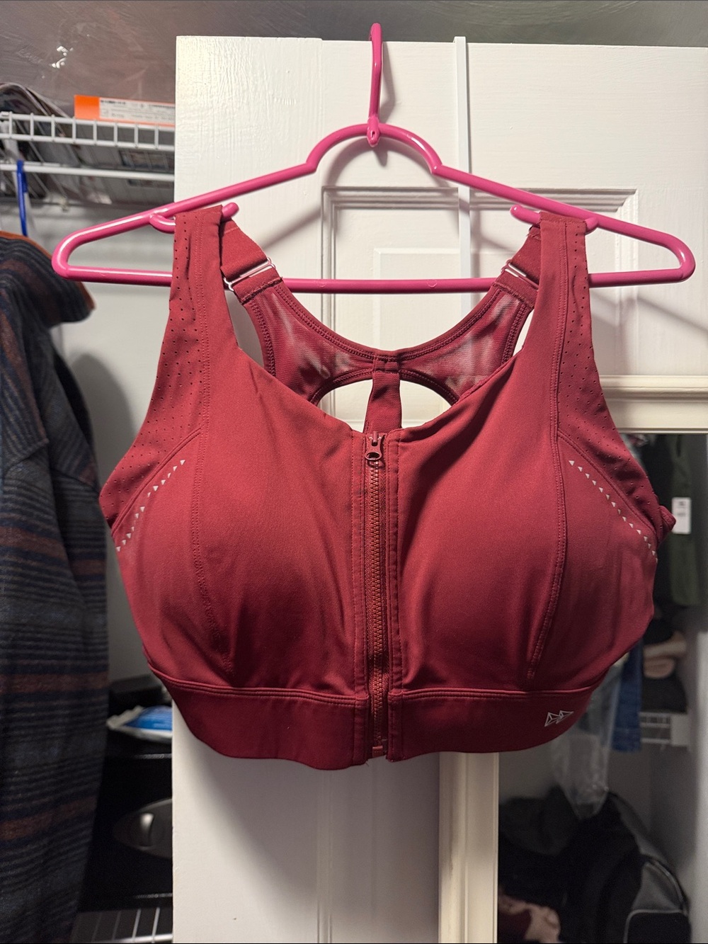 High-Support Front-Zip Sports Bra - Deep Berry